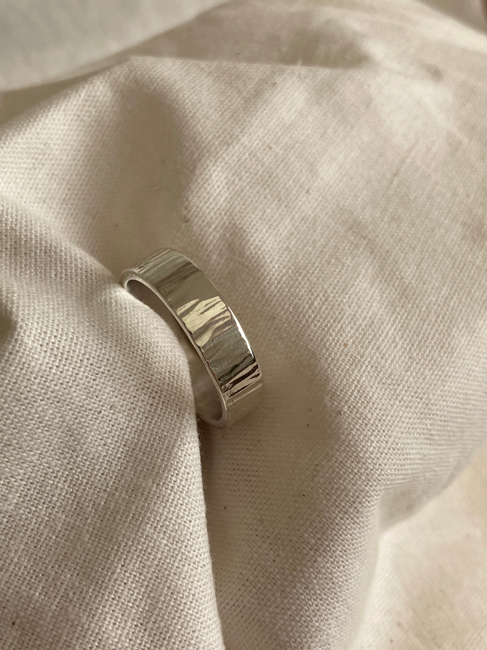 Sterling Silver Men's Wedding band with Textured finish