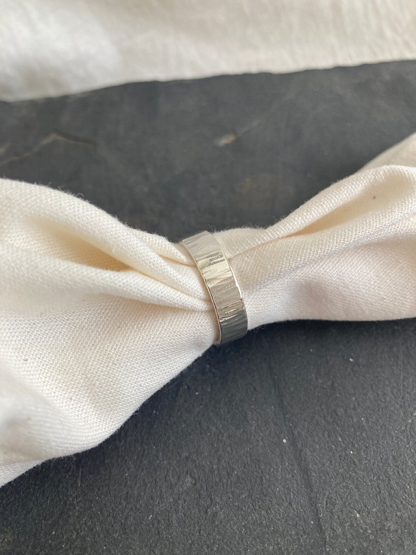 Sterling Silver Men's Wedding band with Textured finish