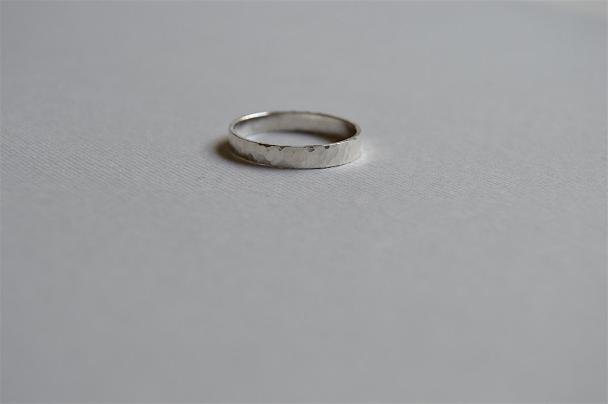 Sterling Silver Hammered Texture 3mm Ring