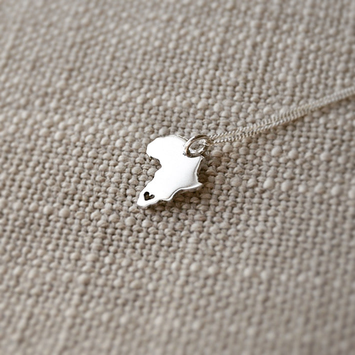 Sterling Silver Africa Pendant with cut out Heart