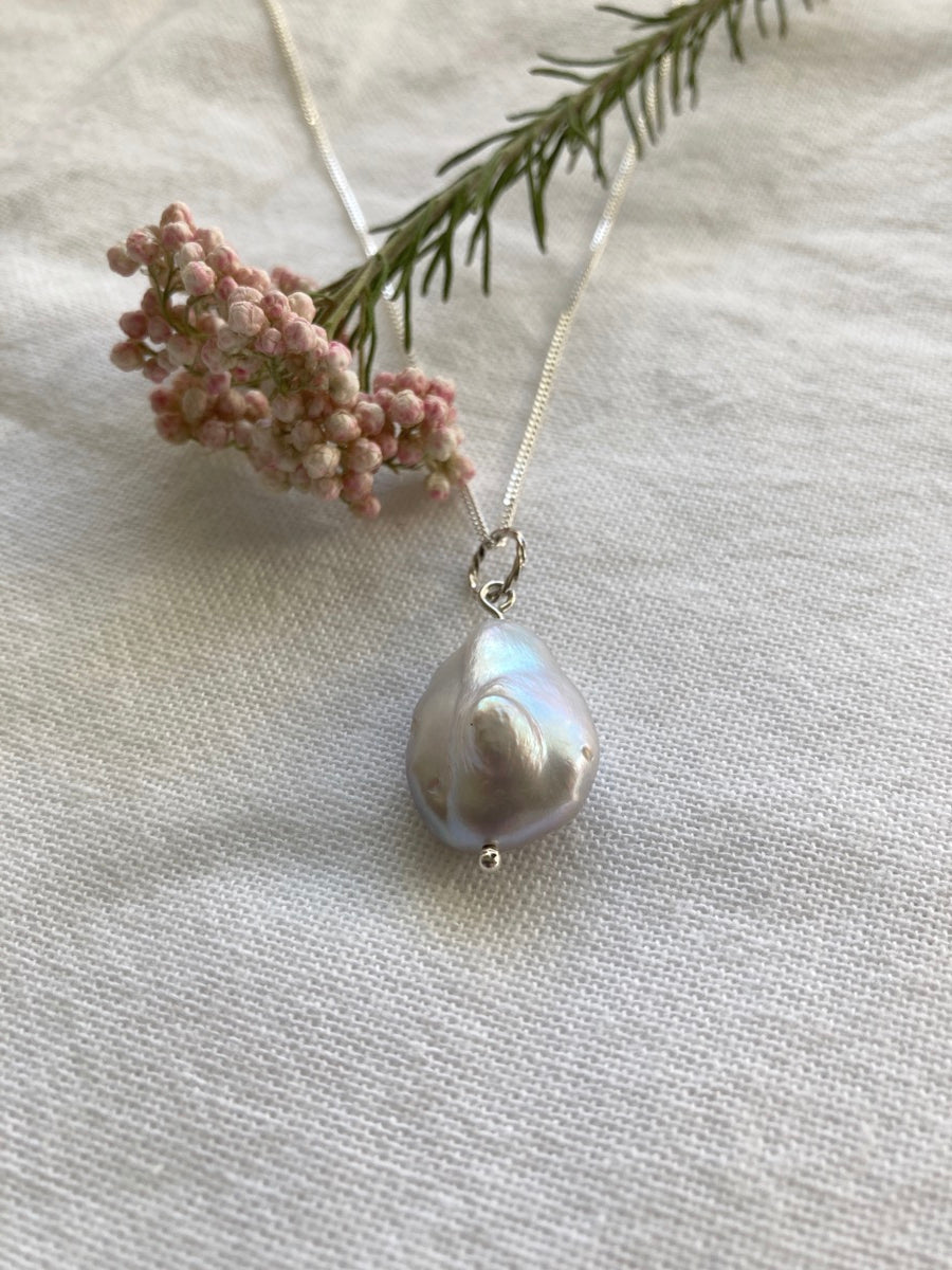 Blister Pearl Pendant on Sterling Silver Chain - Limited edition