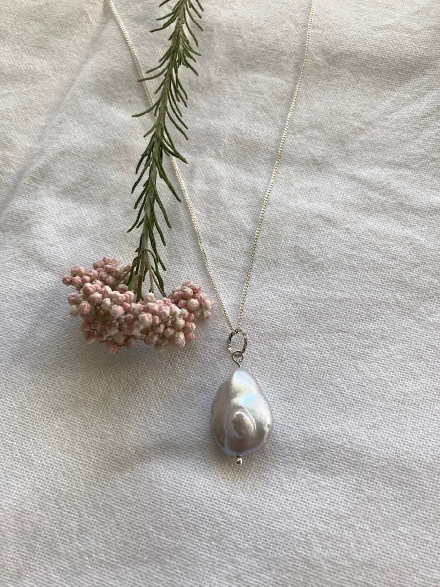 Blister Pearl Pendant on Sterling Silver Chain - Limited edition