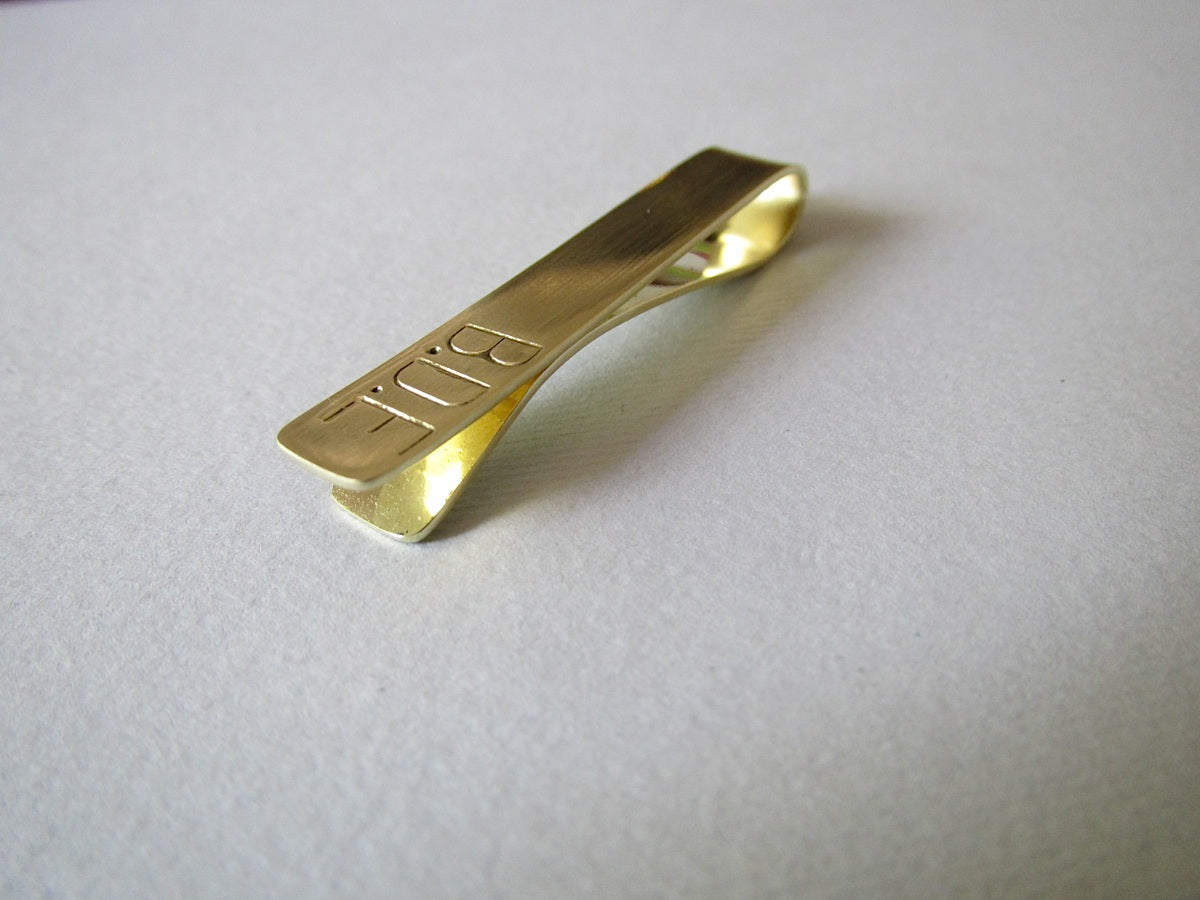 Brass Tie Clip with Initials hand stamped on front