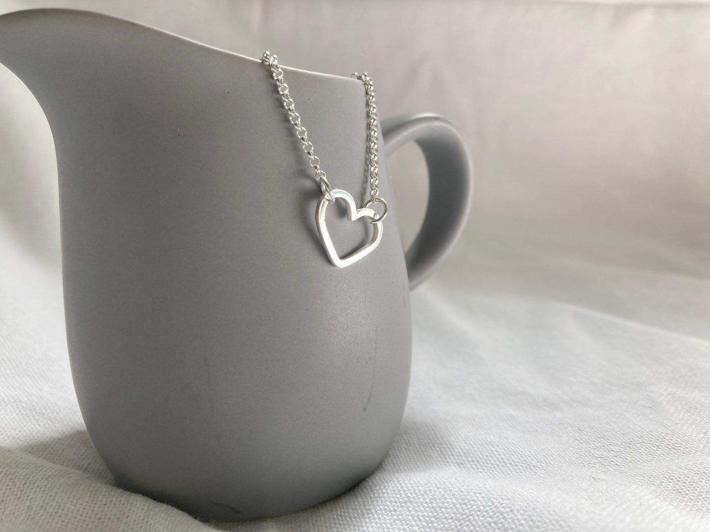 Sterling Silver Heart Outline Bracelet on Sterling Silver Chain