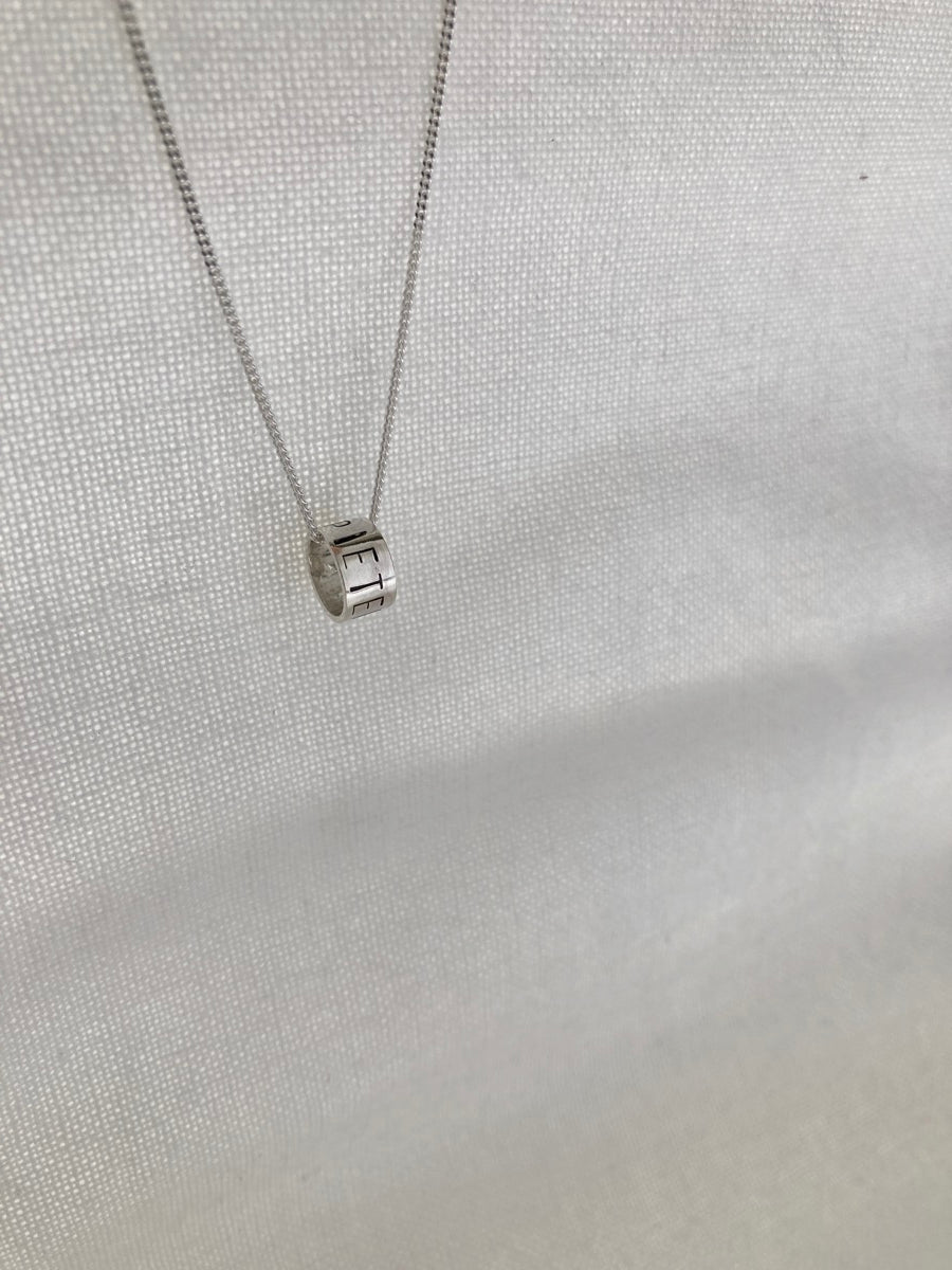 Sterling Silver Ring Pendant with hand stamped initials or names on Sterling Silver Chain