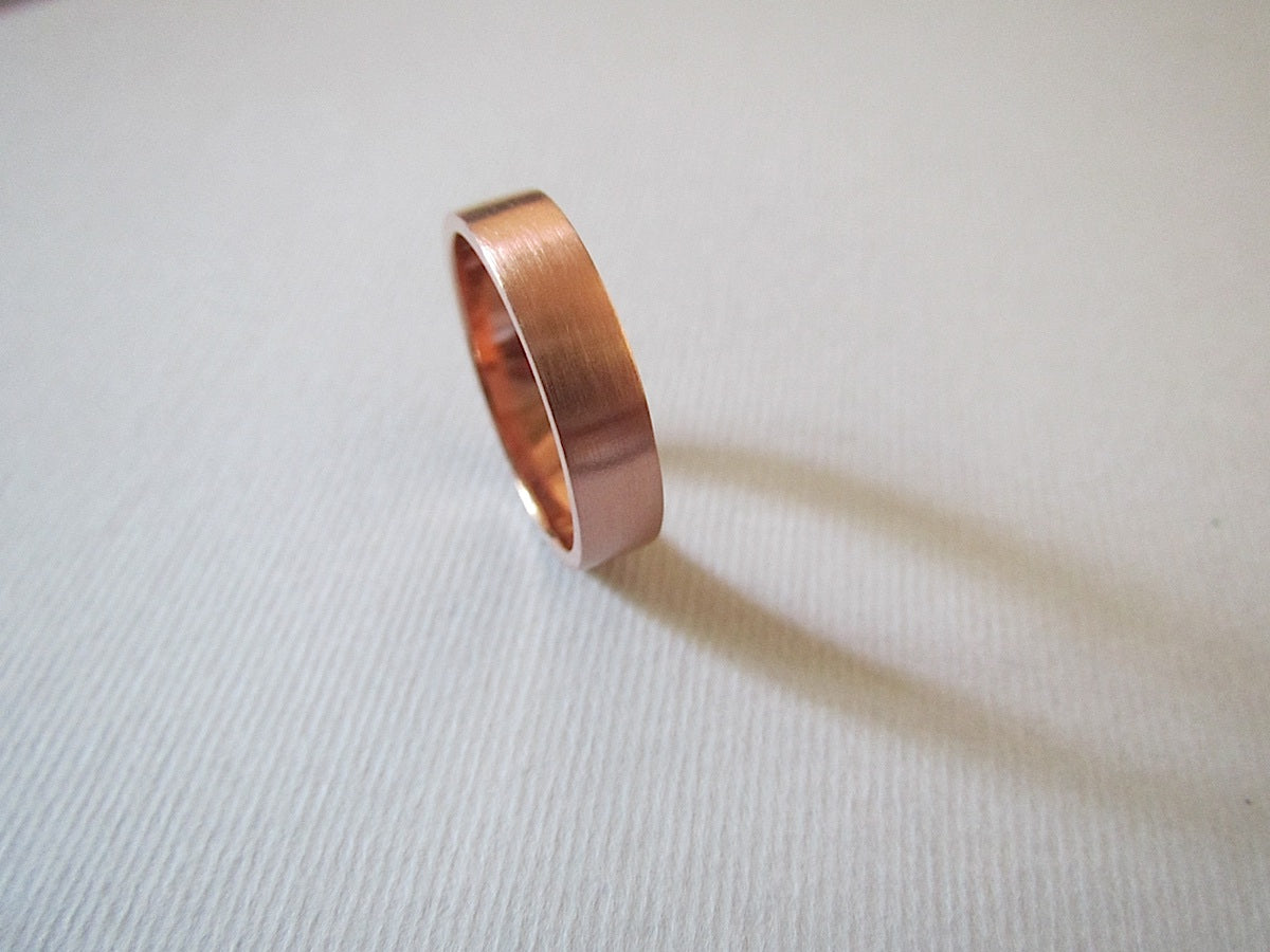 Copper Men's Wedding Band with Satin finish close up