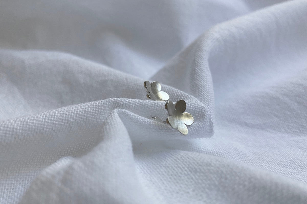Sterling Silver 5 petal Flower Stud Earrings