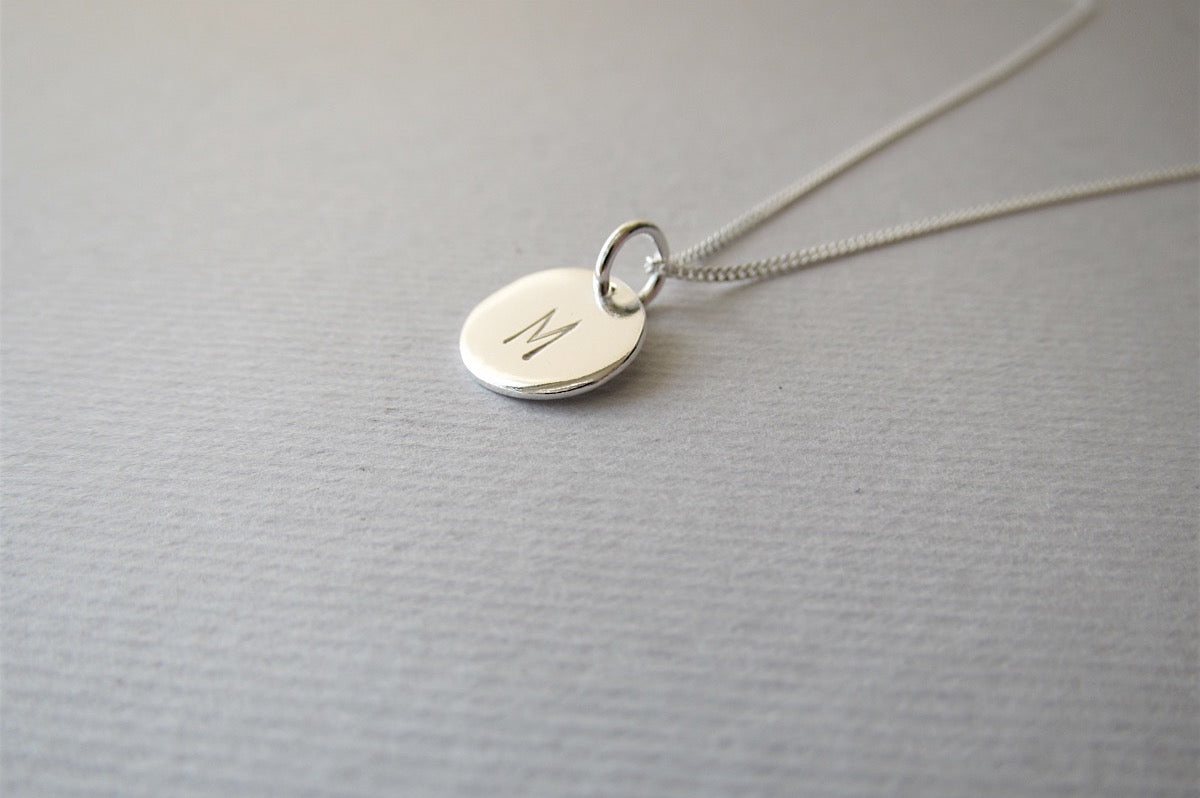 9mm Initial Disc Pendant - 3mm letter