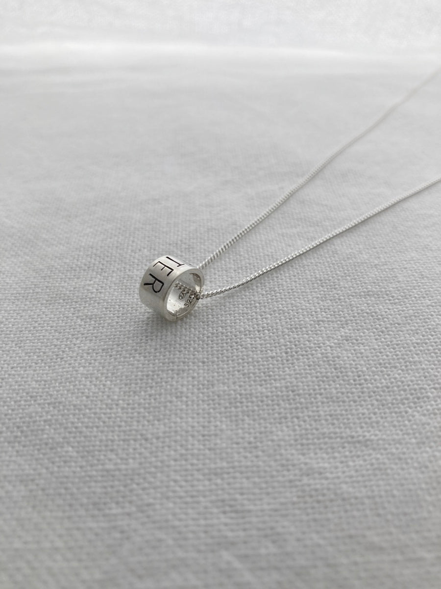 Sterling Silver Ring Pendant with hand stamped initials or names on Sterling Silver Chain