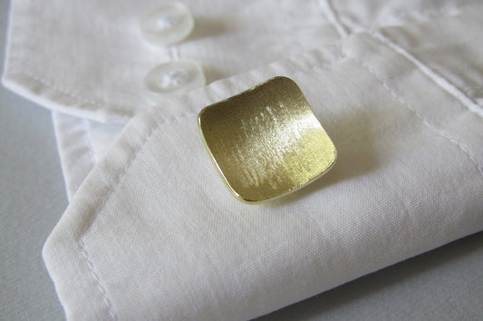 Brass Square Domed Cuff link with Sterling Silver Backs