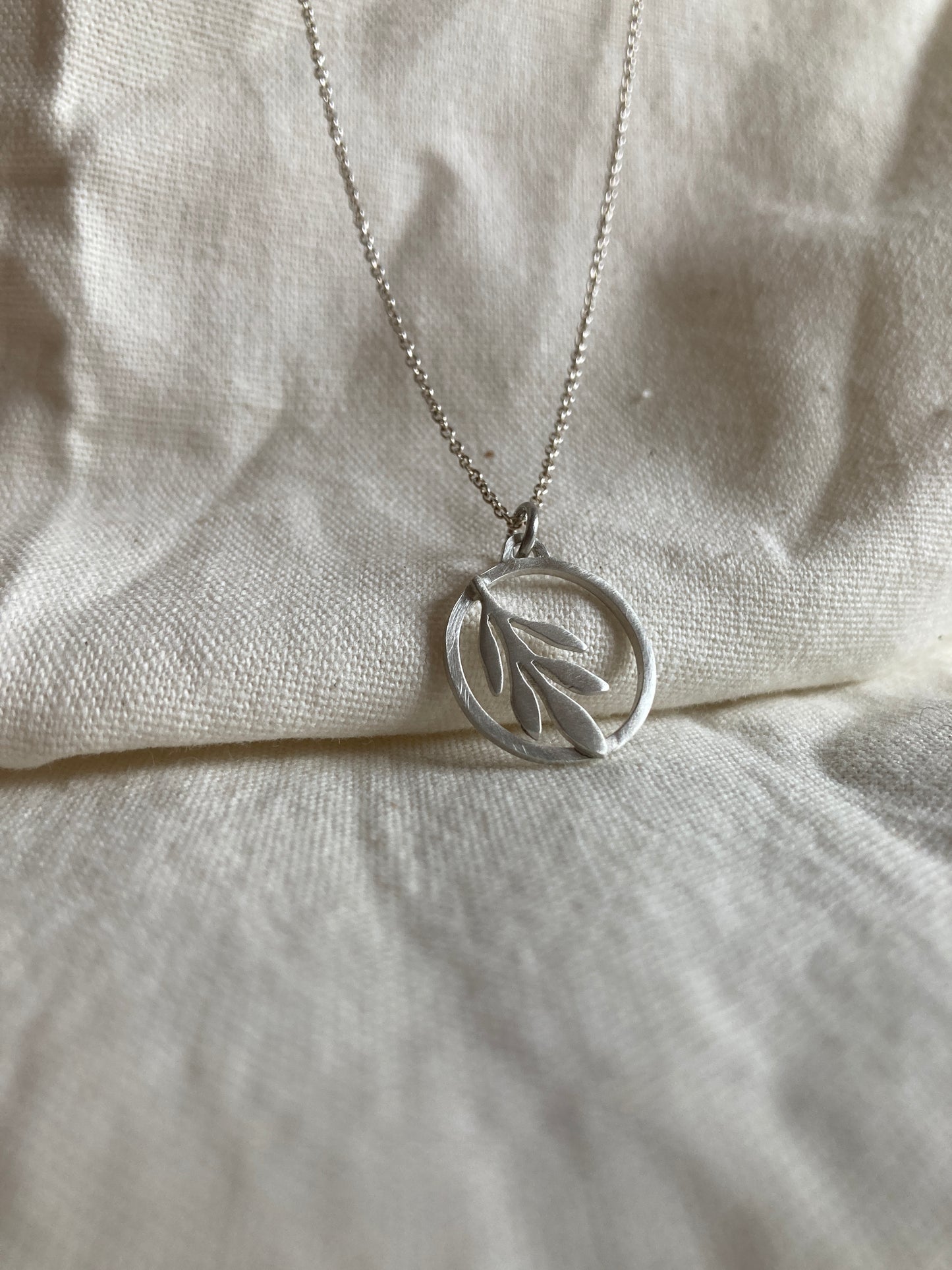 Olive Leaves Circle Pendant