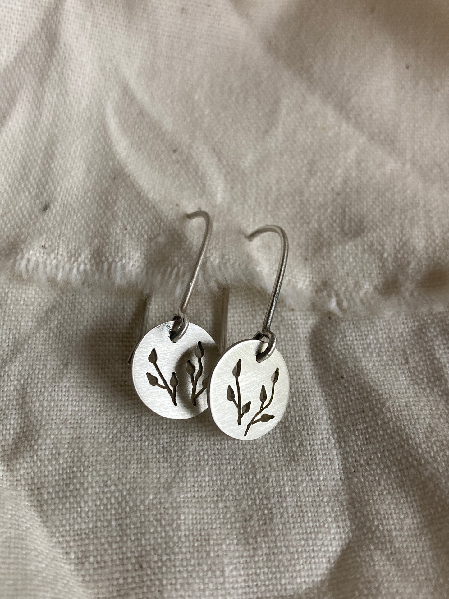 Botanical Disc Hook Earrings