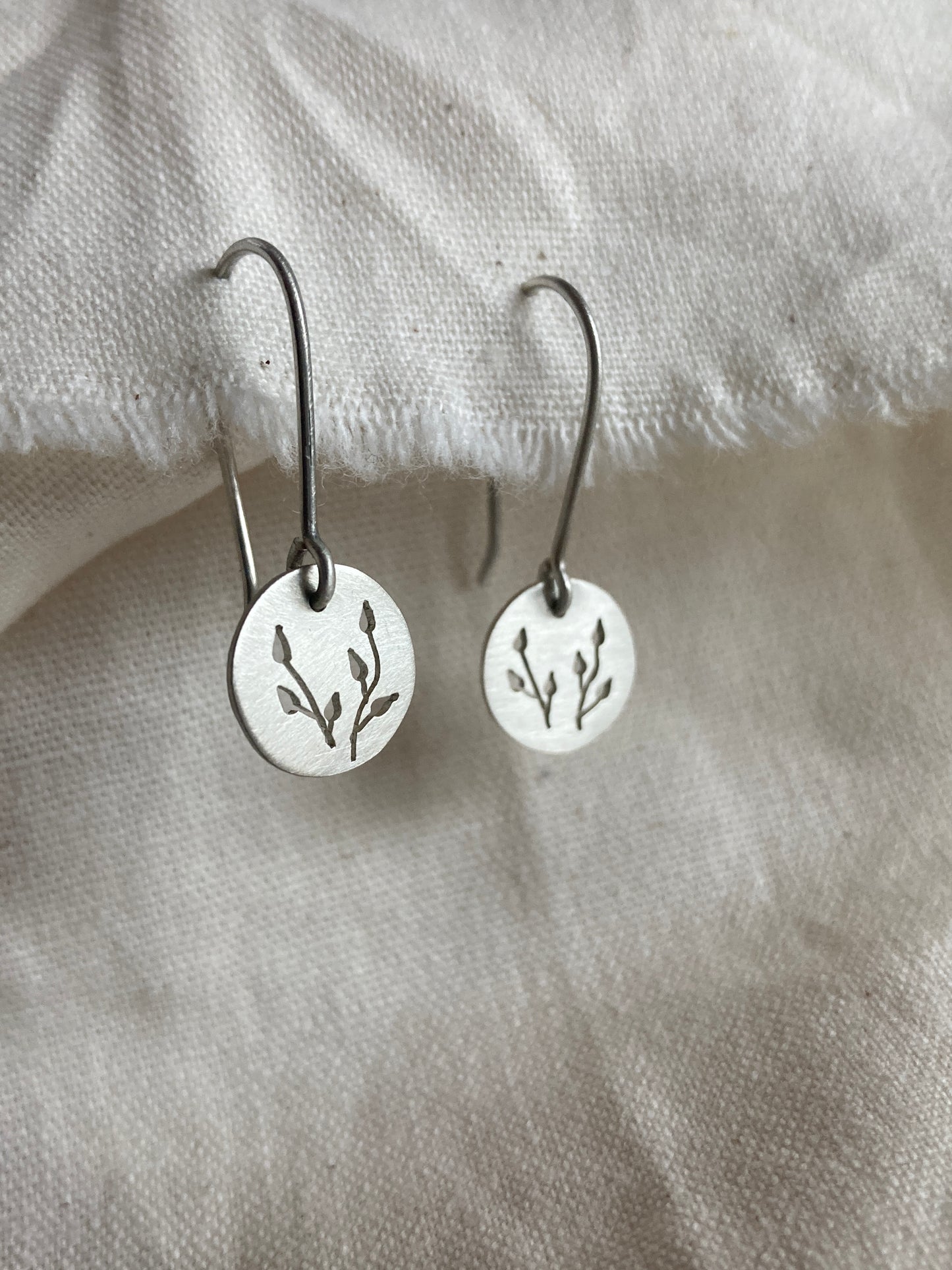 Botanical Disc Hook Earrings