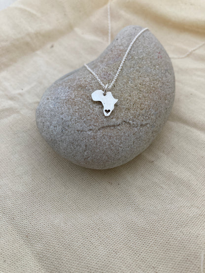 Sterling Silver Africa with Heart Charm - Charm Only