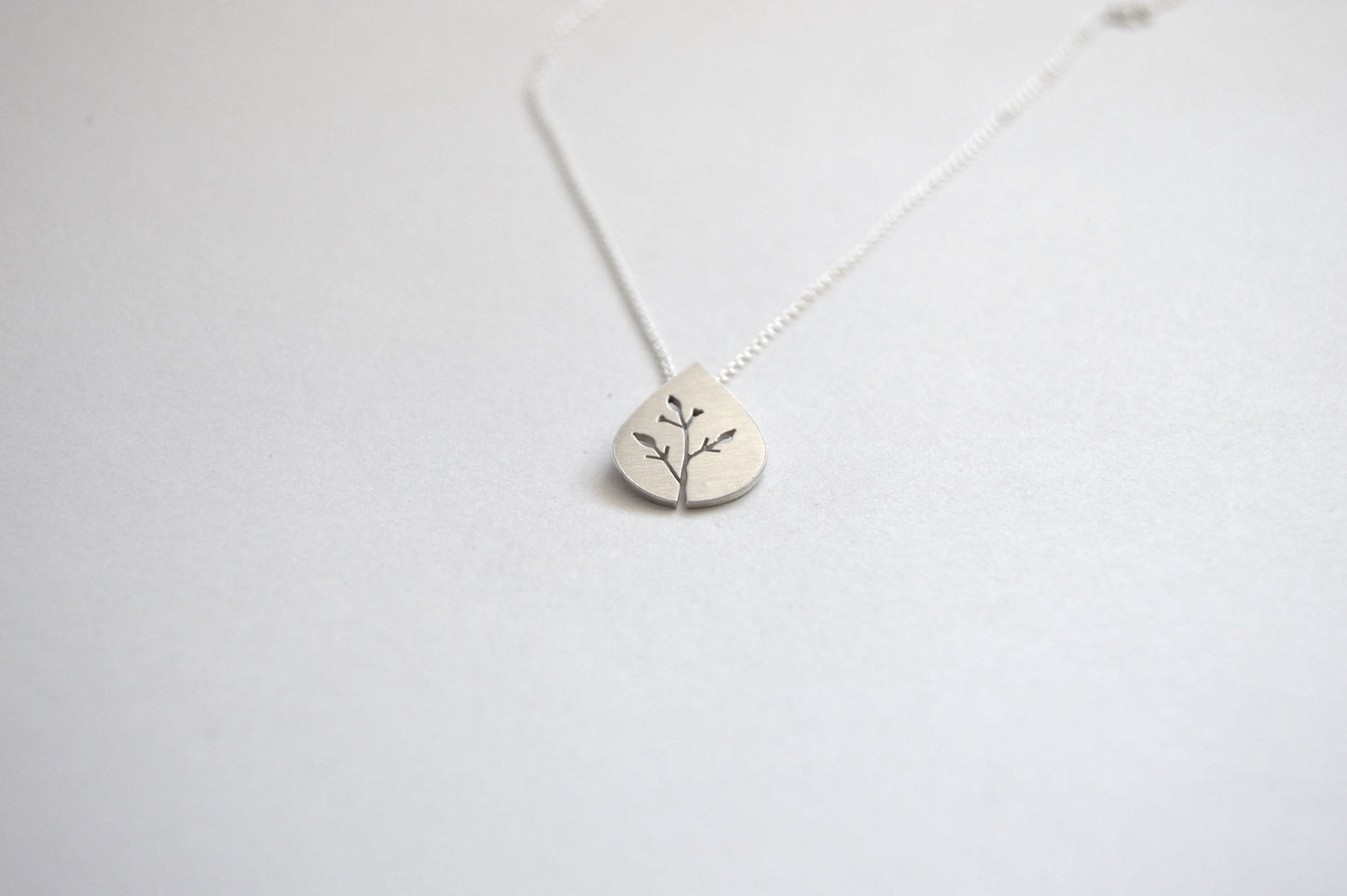  Botanical Collection Teardrop Pendant with Botanical cut-out design