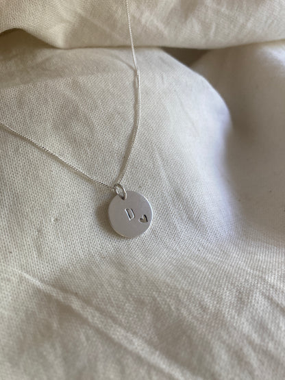 Sterling Silver 13mm Bauble Pendant with hand stamped initial