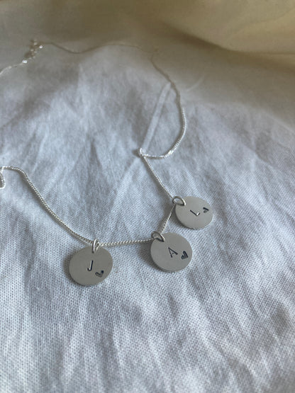 Sterling Silver 13mm Bauble Disc Pendant with two additional Bauble Disc Charms