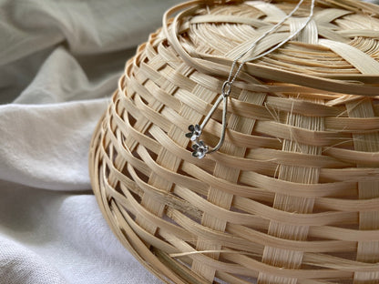 Sterling Silver Teardrop with two small flowers in Bloom Pendant on Sterling Silver Chain