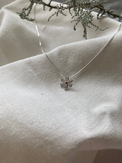 Sterling Silver Blossom Pendant with Copper detail