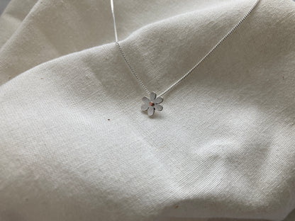 Sterling Silver Blossom Pendant with Copper detail