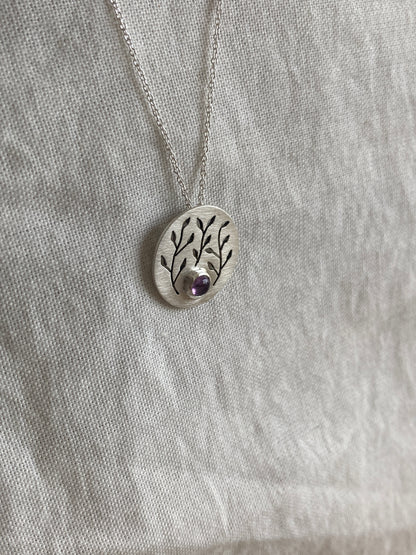 Amethyst Botanical Disc Pendant