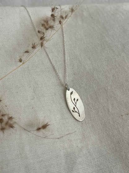 Botanical Skinny Oval Pendant