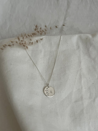 Leaves Initial Disc Pendant