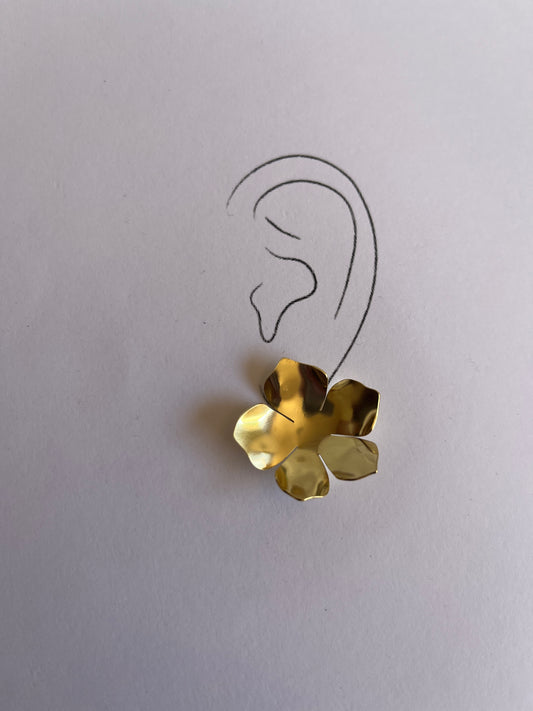 Brass Large Flower Earrings