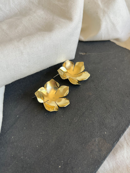 Brass Large Flower Earrings