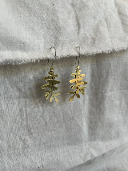 Brass Leafy Earrings