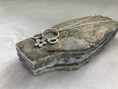 Sterling Silver Charm Holder Circle Pendant to add on Charms