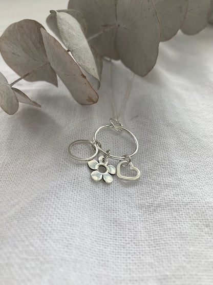 Sterling Silver Charm Holder Circle Pendant to add on Charms