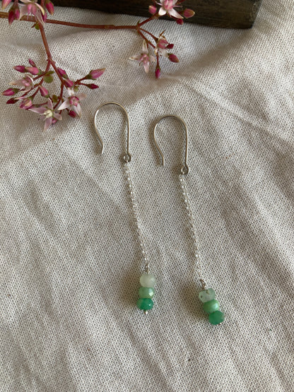Sterling Silver Dangle Earrings with Chrysoprase beads