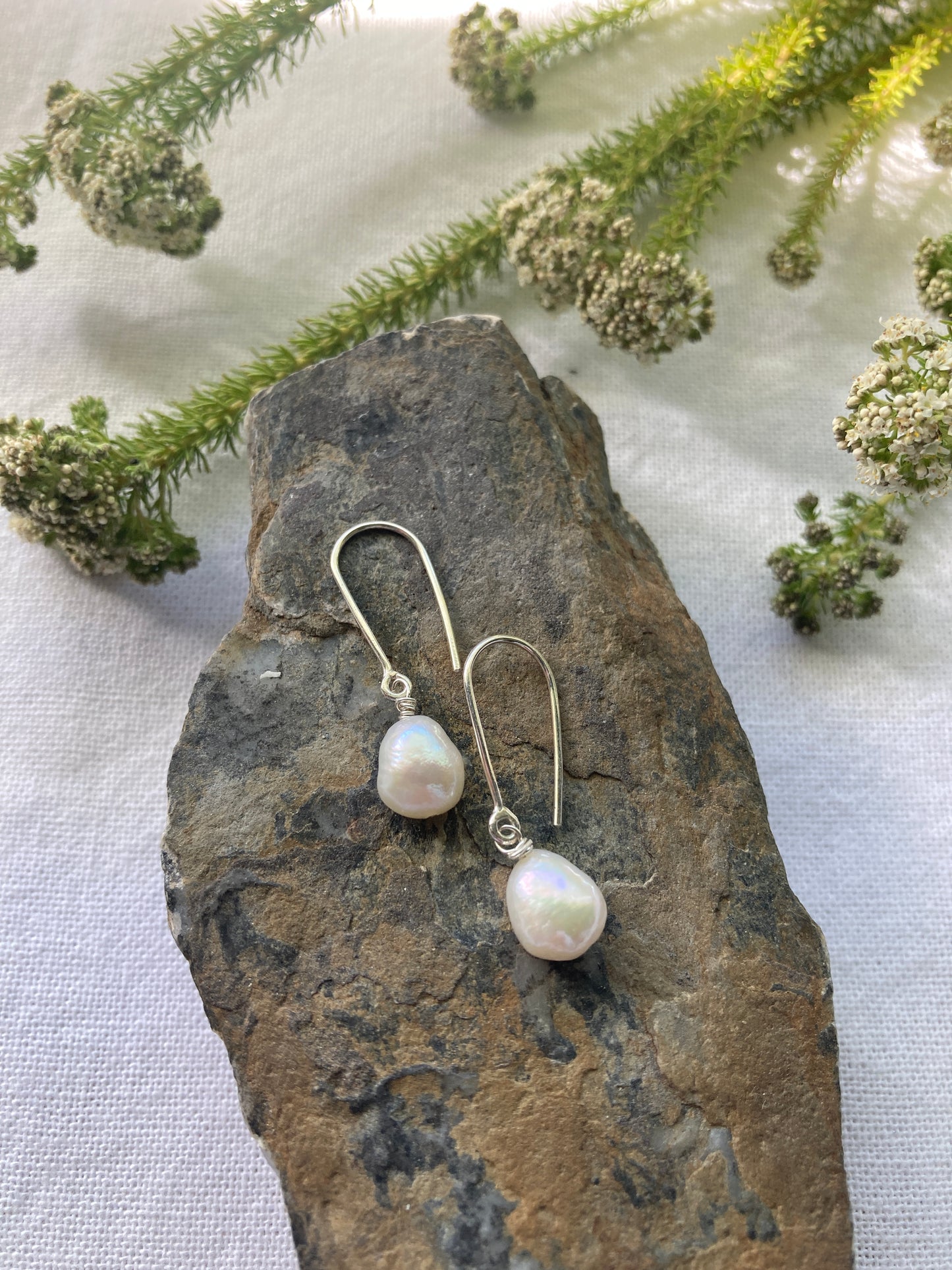 White Freshwater Pearls on Sterling Silver Hooks