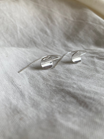 Sterling Silver Curved Circle Hook Earrings