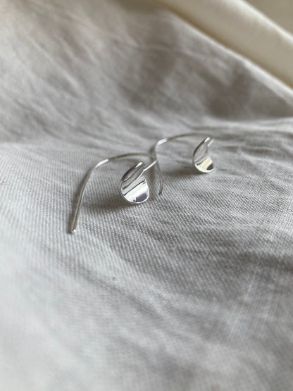 Sterling Silver Curved Circle Hook Earrings