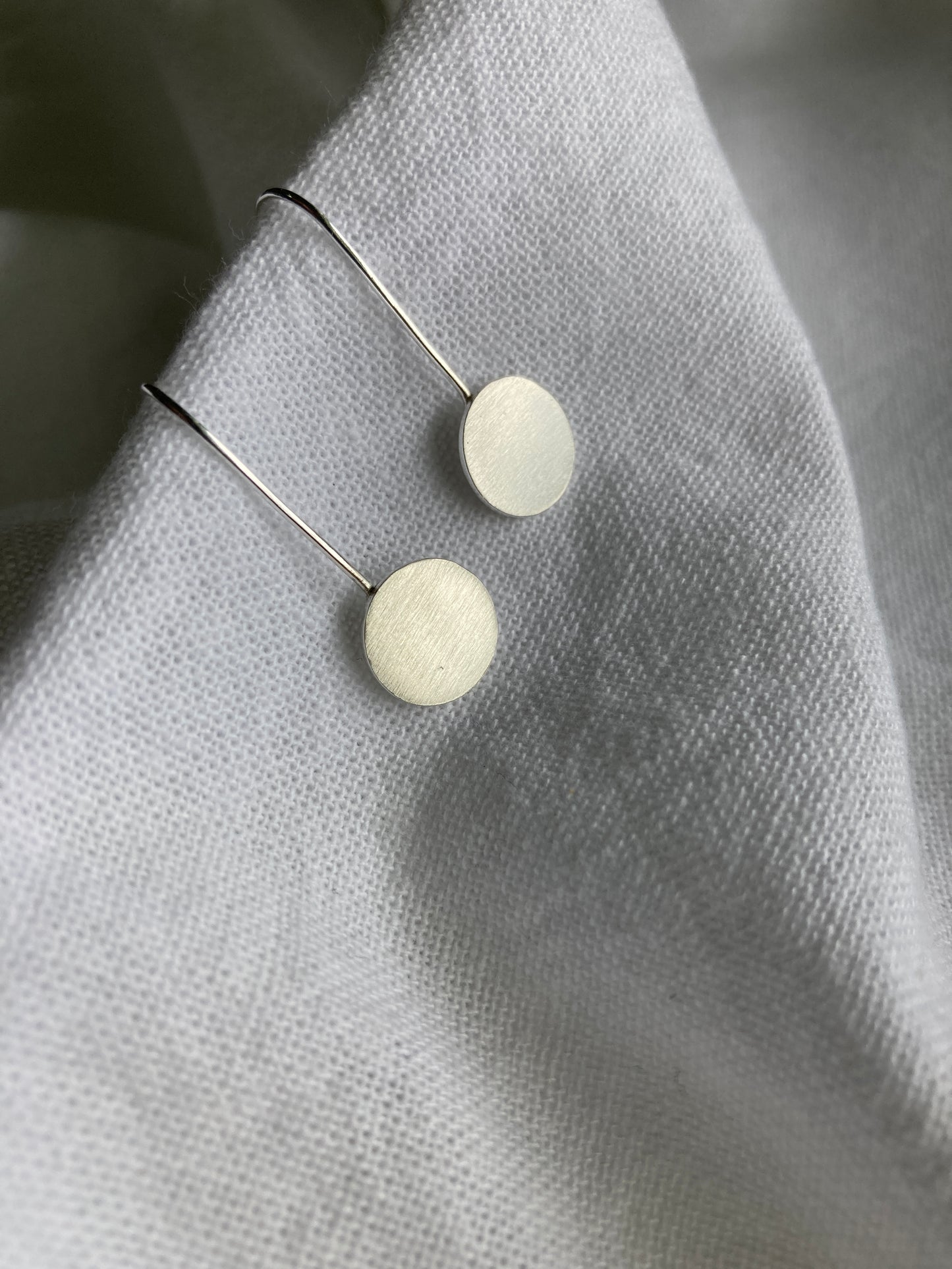 Sterling Silver Disc Hook Earrings