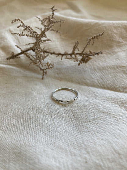 Dainty Sterling Silver Stacking Ring with Dot design