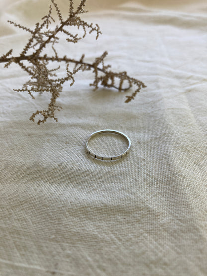 Dainty Sterling Silver Stacking Ring with Stripe design