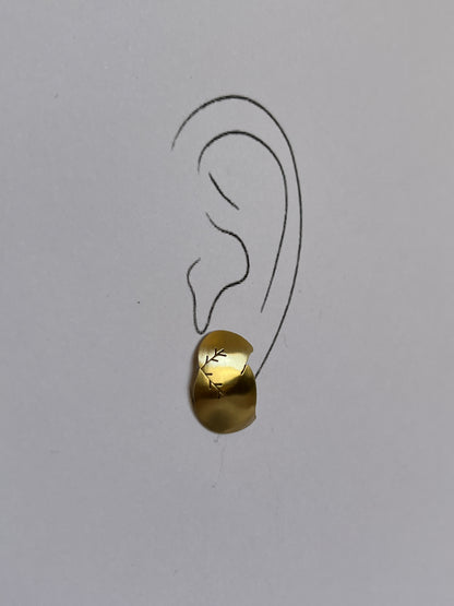 Brass Domed Leaves Earrings