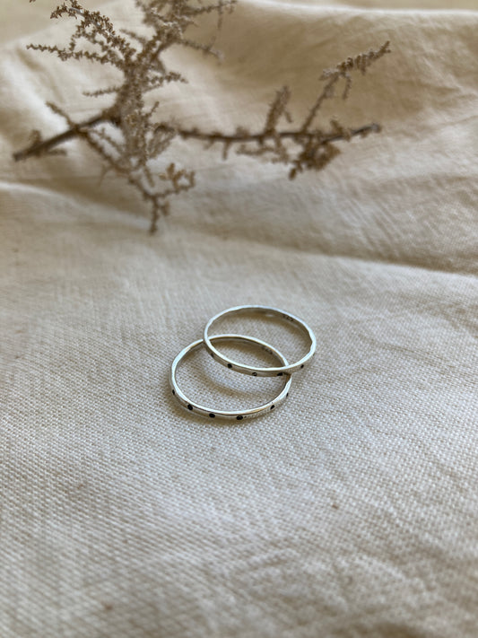 Sterling Silver Dainty Stacking Ring Set with two Dot design Rings