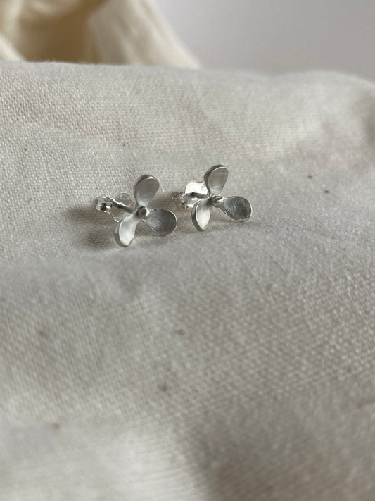 Sterling Silver 3 petal Flower Earrings