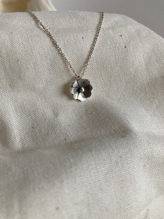 Sterling Silver 8 petal Flower Pendant on Silver Chain