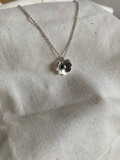 Sterling Silver 8 petal Flower Pendant on Silver Chain