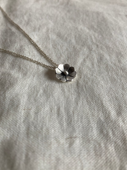 Sterling Silver 8 petal Flower Pendant on Silver Chain