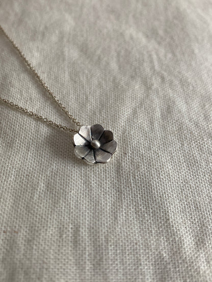 Sterling Silver 8 petal Flower Pendant on Silver Chain