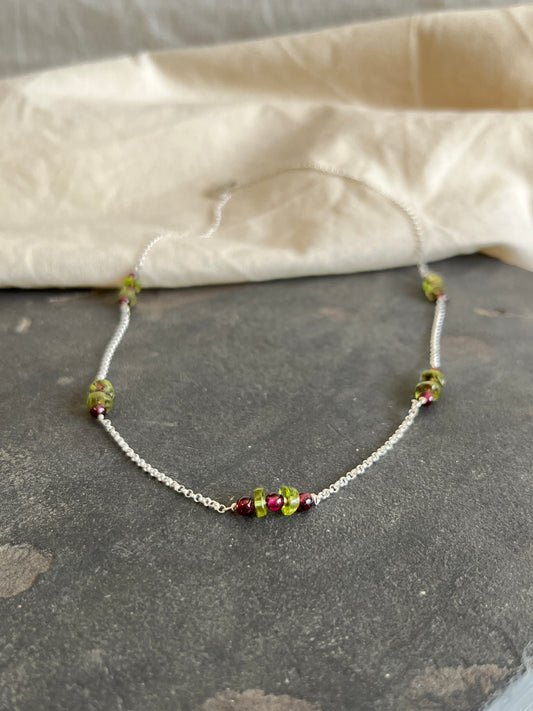 Garnet & Peridot Necklace