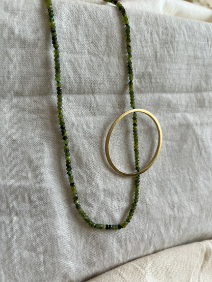 Green Agate & Brass Necklace