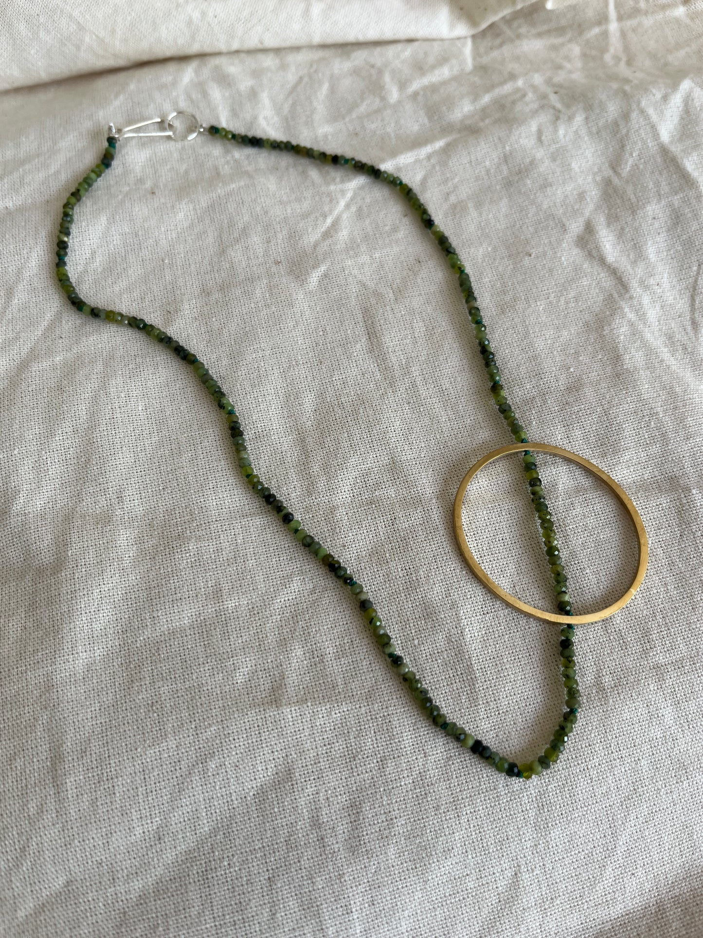 Green Agate & Brass Necklace