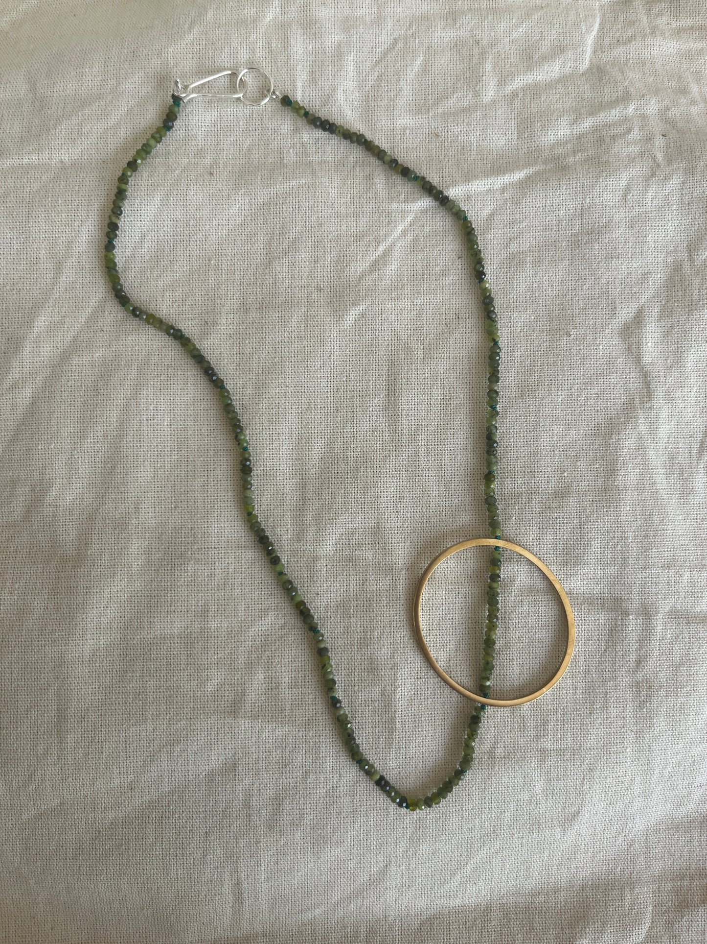 Green Agate & Brass Necklace